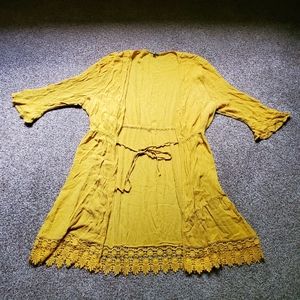 Charlotte Russe Yellow Crochet Trim Duster